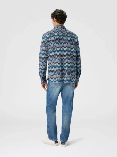 Missoni Long Sleeve Shirt With Geometric Zigzag In Blue