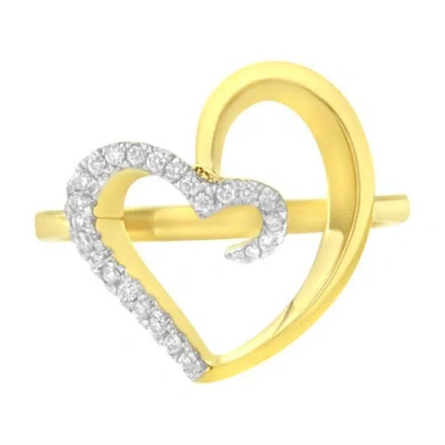 Haus Of Brilliance 14kt Yellow Gold 1/10 Ctw. Diamond Heart Shape Ring In Yellow
