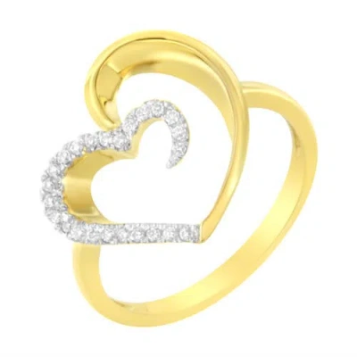 Haus Of Brilliance 14kt Yellow Gold 1/10 Ctw. Diamond Heart Shape Ring In Yellow