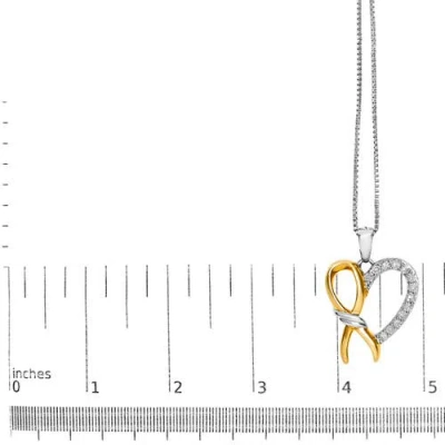 Haus Of Brilliance 10k Yellow Gold Plated .925 Sterling Silver 1/5 Cttw Diamond Ribbon Heart Pendant In Two Tone