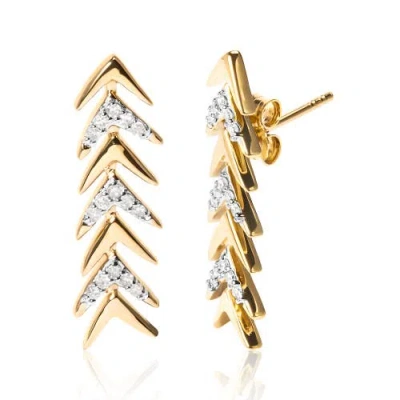 Haus Of Brilliance 18k Yellow Gold Plated .925 Sterling Silver 1/5 Cttw Diamond Chevron Arrow Stud E