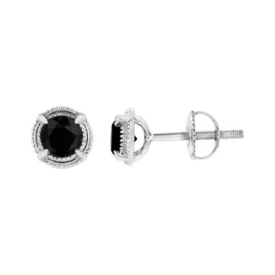 Haus Of Brilliance .925 Sterling Silver 3/4 Cttw Treated Black Diamond Modern 4-prong Solitaire Milg In White