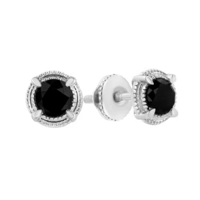 Haus Of Brilliance .925 Sterling Silver 3/4 Cttw Treated Black Diamond Modern 4-prong Solitaire Milg In White