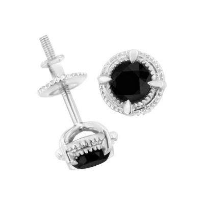 Haus Of Brilliance .925 Sterling Silver 3/4 Cttw Treated Black Diamond Modern 4-prong Solitaire Milg In White