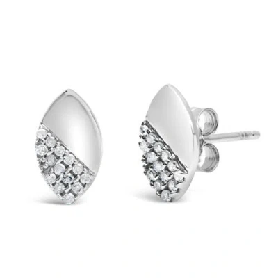 Haus Of Brilliance Sterling Silver 1/6 Ct Diamond & Mirror Polish Pear Shape Stud Earrings (i-j Colo In Metallic