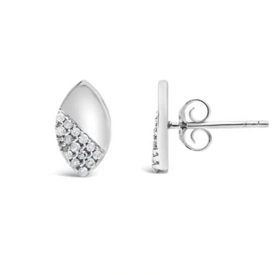 Haus Of Brilliance Sterling Silver 1/6 Ct Diamond & Mirror Polish Pear Shape Stud Earrings (i-j Colo In Metallic