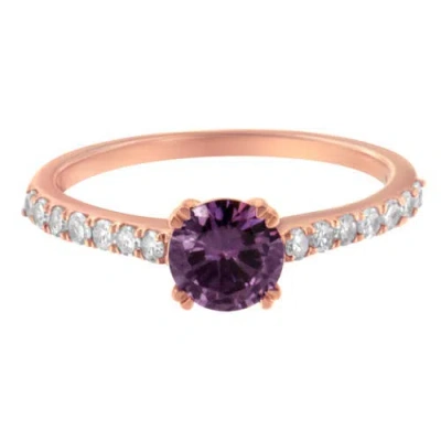 Haus Of Brilliance 10k Rose Gold 1/4 Cttw Diamond And 6mm Gemstone Halo Ring(h-i Color, I1-i2 Clarity) In Gold