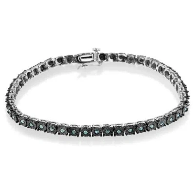 Haus Of Brilliance Black Rhodium Plated .925 Sterling Silver 1.0 Cttw Diamond Miracle Tennis Bracelet In White