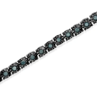 Haus Of Brilliance Black Rhodium Plated .925 Sterling Silver 1.0 Cttw Diamond Miracle Tennis Bracelet In White