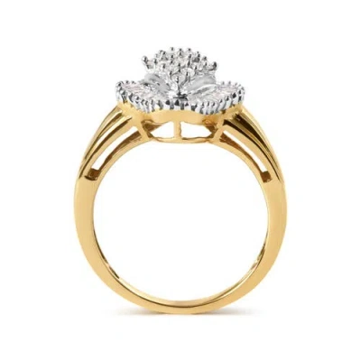 Haus Of Brilliance 10k Yellow Gold 1/2 Cttw Round And Baguette-cut Diamond Rhombus Head And Halo Ring In Gold