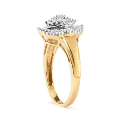 Haus Of Brilliance 10k Yellow Gold 1/2 Cttw Round And Baguette-cut Diamond Rhombus Head And Halo Ring In Gold