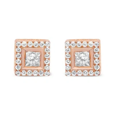 Haus Of Brilliance 14k Rose Gold Plated .925 Sterling Silver 1/2 Cttw Diamond Halo Square-shaped Fra In Pink/rose Gold Tone/gold Tone