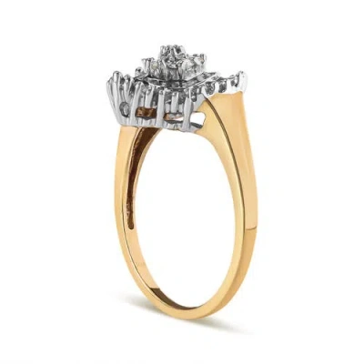 Haus Of Brilliance 10k Yellow Gold 1/4 Cttw Round And Baguette Cut Diamond Heart Shape Ballerina Ring In Gold