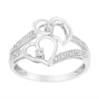 Haus Of Brilliance 14kt White Gold 1/10 Cttw Diamond Twin Heart Ring In White