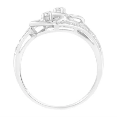 Haus Of Brilliance 14kt White Gold 1/10 Cttw Diamond Twin Heart Ring In White