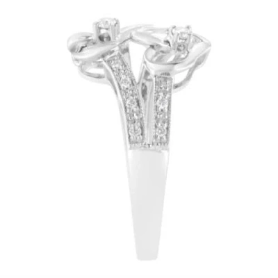 Haus Of Brilliance 14kt White Gold 1/10 Cttw Diamond Twin Heart Ring In White