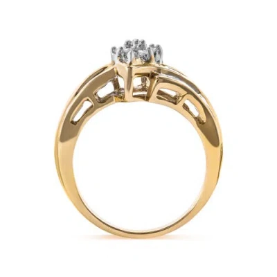 Haus Of Brilliance 10k Yellow Gold 1/2cttw Diamond Cluster Head & Shank Ring In Yellow