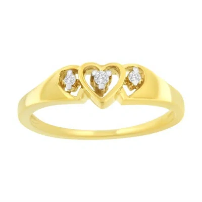 Haus Of Brilliance 10kt Yellow Gold 1/20 Cttw Diamond Heart Diamond Ring In Yellow