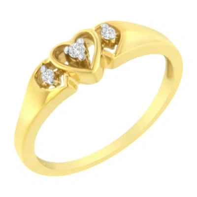 Haus Of Brilliance 10kt Yellow Gold 1/20 Cttw Diamond Heart Diamond Ring In Yellow