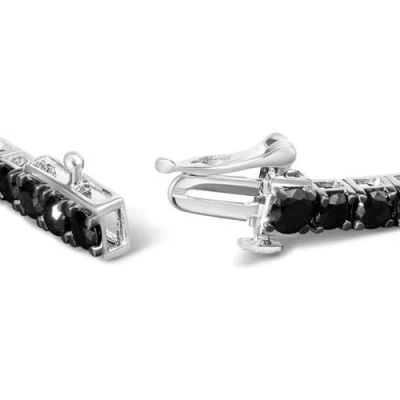 Haus Of Brilliance .925 Sterling Silver 4-prong Set Treated Black Round-cut Diamond Classic Tennis Bracelet In White