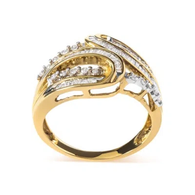 Haus Of Brilliance 10k Yellow Gold 1/2 Cttw Round And Baguette Cut Diamond Open Space Bypass Ring In Gold