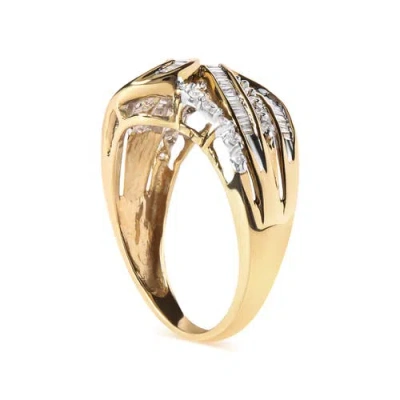 Haus Of Brilliance 10k Yellow Gold 1/2 Cttw Round And Baguette Cut Diamond Open Space Bypass Ring In Gold