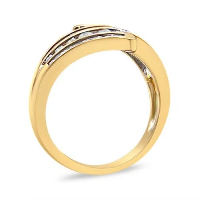 Haus Of Brilliance 10k Yellow Gold 1 Cttw Round And Baguette-cut Diamond Multi Row Bypass Ring Band In Gold