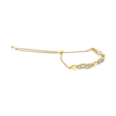 Haus Of Brilliance 14k Yellow Gold Plated .925 Sterling Silver 1/10 Cttw Diamond Wave And Hearts Bolo Bracelet (i-j Col