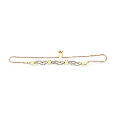 Haus Of Brilliance 14k Yellow Gold Plated .925 Sterling Silver 1/10 Cttw Diamond Wave And Hearts Bolo Bracelet (i-j Col