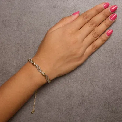 Haus Of Brilliance 14k Yellow Gold Plated .925 Sterling Silver 1/10 Cttw Diamond Wave And Hearts Bolo Bracelet (i-j Col