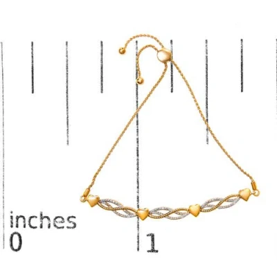 Haus Of Brilliance 14k Yellow Gold Plated .925 Sterling Silver 1/10 Cttw Diamond Wave And Hearts Bolo Bracelet (i-j Col