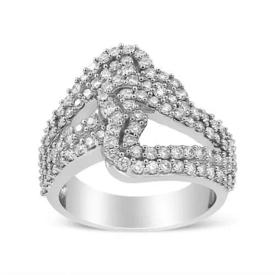 Haus Of Brilliance 14k White Gold 1 1/2 Cttw Diamond Open Double Heart Bypass Ring Band In Metallic