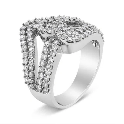 Haus Of Brilliance 14k White Gold 1 1/2 Cttw Diamond Open Double Heart Bypass Ring Band In Metallic