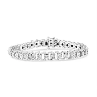 Haus Of Brilliance .925 Sterling Silver 1/4 Cttw Miracle Set Round Diamond Composite Open Linked Composite Line Bracele In Metallic
