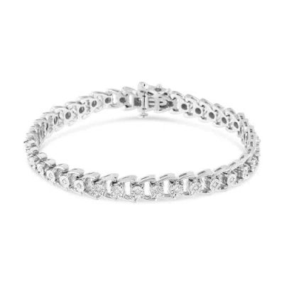 Haus Of Brilliance .925 Sterling Silver 1/4 Cttw Miracle Set Round Diamond Composite Open Linked Composite Line Bracele In Metallic