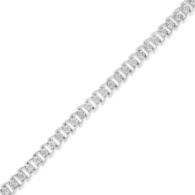 Haus Of Brilliance .925 Sterling Silver 1/4 Cttw Miracle Set Round Diamond Composite Open Linked Composite Line Bracele In Metallic