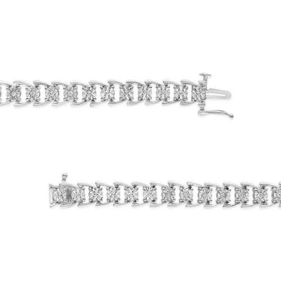 Haus Of Brilliance .925 Sterling Silver 1/4 Cttw Miracle Set Round Diamond Composite Open Linked Composite Line Bracele In Metallic