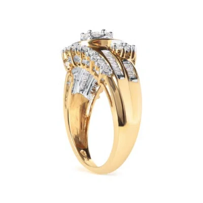Haus Of Brilliance 10k Yellow Gold 1 Cttw Diamond Cluster Swirl Band Ring In Yellow