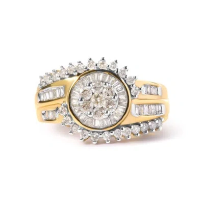 Haus Of Brilliance 10k Yellow Gold 1 Cttw Diamond Cluster Swirl Band Ring In Yellow