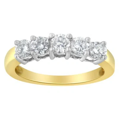 Haus Of Brilliance 14kt Two Toned Gold 1.0 Cttw 5 Stone Diamond Ring In Yellow