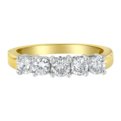 Haus Of Brilliance 14kt Two Toned Gold 1.0 Cttw 5 Stone Diamond Ring In Yellow