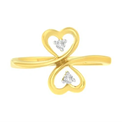 Haus Of Brilliance 14kt Yellow Gold 1/20 Ctw. Dual Heart Diamond Ring In Yellow