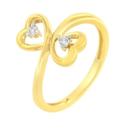 Haus Of Brilliance 14kt Yellow Gold 1/20 Ctw. Dual Heart Diamond Ring In Yellow
