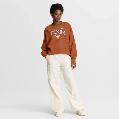 Nike Texas Orange Texas Longhorns Oversized Phoenix Arch Pullover Sweatshirt In Brown