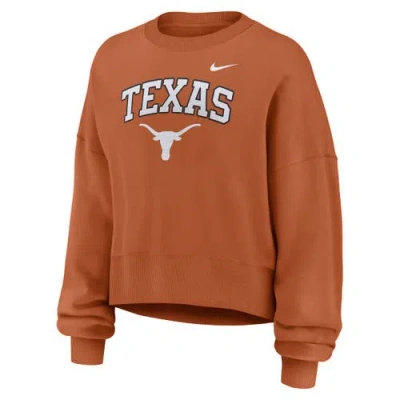 Nike Texas Orange Texas Longhorns Oversized Phoenix Arch Pullover Sweatshirt In Brown