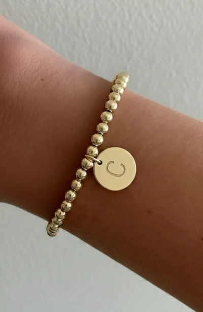 Cuffed By Nano Classic Initial Coin 14k Gold Filled Bead Bracelet In Gold