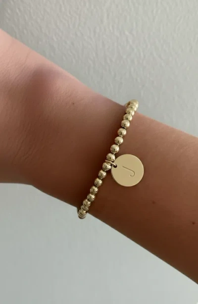 Cuffed By Nano Classic Initial Coin 14k Gold Filled Bead Bracelet In Gold