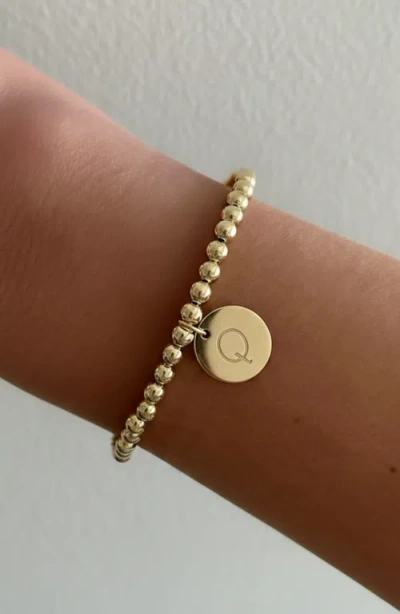 Cuffed By Nano Classic Initial Coin 14k Gold Filled Bead Bracelet In Gold