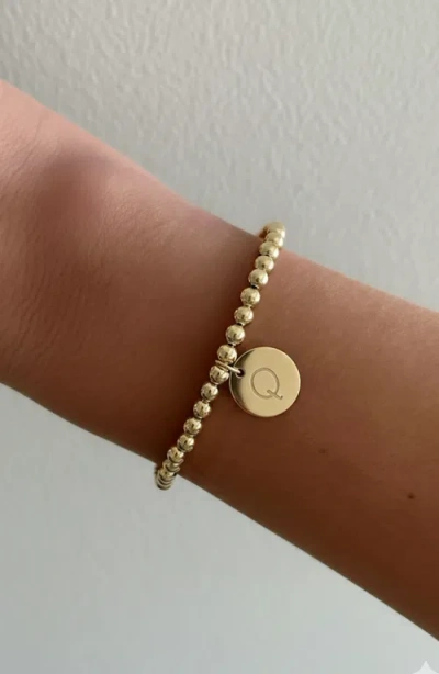 Cuffed By Nano Classic Initial Coin 14k Gold Filled Bead Bracelet In Gold