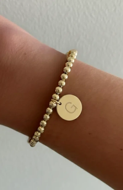 Cuffed By Nano Classic Initial Coin 14k Gold Filled Bead Bracelet In Gold